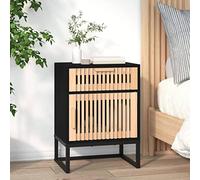 FUDUGEHMIOFWFJJ Comodino Nero Bedside Table with Drawer Scandinavian Design 40x30x55,5 cm Engineered Wood and Metal Nightstand for Bedroom Living Room Storage Furniture