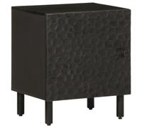 FUDUGEHMIOFWFJJ Comodino Nero Legno Massello di Mango 40x33x46 cm Modern Nightstand with Door and Shelf for Bedroom Living Room Solid Wood Furniture Storage Cabinet
