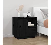 FUDUGEHMIOFWFJJ Comodino Nero Legno Massello di Pino 50x34x50 cm Nightstand with Storage Shelf, Rustic Pine Wood Bedside Table for Bedroom Living Room Home Decor Furniture