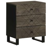 FUDUGEHMIOFWFJJ Comodino Nero Legno Massello Mango Nightstand with 3 Drawers, Bedside Table for Bedroom, Modern Black End Table with Metal Legs, 50x33x62 cm Storage Cabinet