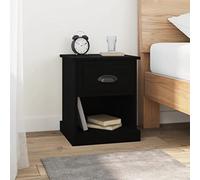 FUDUGEHMIOFWFJJ Comodino Nero Legno Multistrato 39x39x47,5 cm with Drawer and Open Shelf, Modern Nightstand for Bedroom, Living Room End Table with Smooth Surface and Spacious Storage