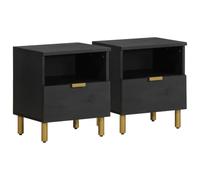 FUDUGEHMIOFWFJJ Comodino Nero Legno Multistrato 40x33x46 cm Nightstand Bedside Table with Drawer Modern Design for Bedroom Living Room Storage Furniture