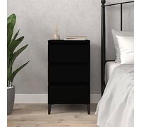FUDUGEHMIOFWFJJ Comodino Nero Legno Multistrato 40x35x70 cm with 3 Drawers Industrial Style Nightstand Bedside Table Living Room End Table Modern Furniture