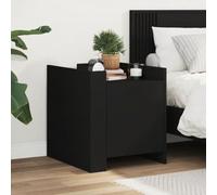 FUDUGEHMIOFWFJJ Comodino Nero Legno Multistrato 45x50x50 cm Nightstand with Storage Shelf, Modern Bedroom Side Table with Strong Frame and Easy Assembly for Living Room Home Decor