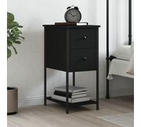 FUDUGEHMIOFWFJJ Comodino Nero Moderno 32x42x70 cm Legno Multistrato con Cassetto e Ripiano, Mobile Notte Camera da Letto Soggiorno, Design Elegante e Struttura Stabile