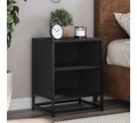 FUDUGEHMIOFWFJJ Comodino Nero Moderno 40x31x50 cm Nightstand with 2 Shelves, Bedside Table for Bedroom, Sturdy Particle Board and Metal Frame, Black Storage Cabinet for Living Room