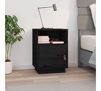 FUDUGEHMIOFWFJJ Comodino Nero Nightstand with 2 Drawers Pine Wood Solid Bedside Table 40x34x55 cm for Bedroom Living Room Rustic Furniture Storage Cabinet