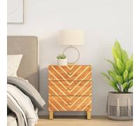 FUDUGEHMIOFWFJJ Comodino Nero Nightstand with 3 Drawers, Solid Mango Wood Bedside Table with Metal Legs, Modern Bedroom Furniture for Storage Organization, 50x33x60cm