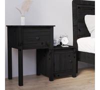FUDUGEHMIOFWFJJ Comodino Nero Nightstand with Drawer, Solid Pine Wood Bedside Table 79.5x38x65.5 cm, Modern Bedroom Furniture with Storage, Elegant Design for Home Decor