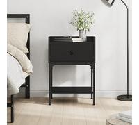 FUDUGEHMIOFWFJJ Comodino Nero Nightstand with Storage Shelf, Multilayer Wood Bedside Table with Adjustable Feet, Modern End Table for Bedroom Living Room, 40.5x31x60 cm