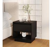 FUDUGEHMIOFWFJJ Comodino Nero Truciolato Nightstand with Drawer 45x34x44 cm Modern Bedside Table for Bedroom Storage Furniture with Elegant Design and Durable Construction