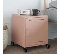 FUDUGEHMIOFWFJJ Comodino Rosa Nightstand with Wheels Cold Rolled Steel Bedside Table 36x38.5x43.5 cm Modern Bedroom Furniture Storage Cabinet with Handle Easy Assembly