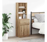 FUDUGEHMIOFWFJJ Comodino Rovere Artigianale 39x35x125 cm Legno Multistrato Nightstand with Drawer and 2 Shelves, Handcrafted Wooden Bedside Table for Bedroom Living Room Storage Cabinet