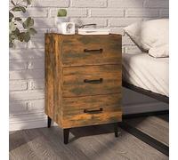 FUDUGEHMIOFWFJJ Comodino Rovere Fumo 40x40x66 cm in Legno Multistrato with 3 Drawers, Bedside Table for Bedroom Storage, Modern Nightstand with Stable Top for Decor