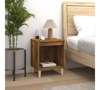 FUDUGEHMIOFWFJJ Comodino Rovere Fumo Bedside Table Nightstand with Storage Shelf, Engineered Wood End Table with Smooth Surface for Bedroom Living Room, 40x35x50 cm