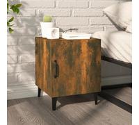 FUDUGEHMIOFWFJJ Comodino Rovere Fumo in Legno Multistrato Nightstand with Storage Shelf, Modern Bedside Table for Bedroom Living Room, Wood End Table with Smooth Surface and Wall Mounting Kit