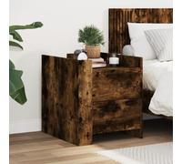 FUDUGEHMIOFWFJJ Comodino Rovere Fumo Nightstand with 2 Drawers 45x50x50 cm Bedroom Side Table Modern Design Composite Wood Storage Cabinet for Living Room