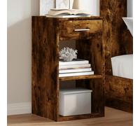 FUDUGEHMIOFWFJJ Comodino Rovere Fumo Nightstand with Drawer and Open Shelf, Engineered Wood Bedside Table 35x34x65 cm for Bedroom Living Room, Multifunctional Storage Cabinet with Display Top