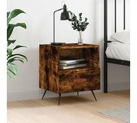 FUDUGEHMIOFWFJJ Comodino Rovere Fumo Nightstand with Drawer and Shelf, Engineered Wood Bedside Table with Metal Legs, Modern Bedroom Furniture 40x35x47.5 cm Storage Cabinet for Living Room