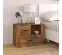 FUDUGEHMIOFWFJJ Comodino Rovere Fumo Nightstand with Drawer, Multilayer Wood Bedside Table 60x36x45 cm, Modern Bedroom Furniture for Storage Organization, Smoke Finish Design