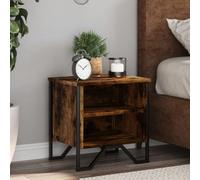 FUDUGEHMIOFWFJJ Comodino Rovere Fumo Nightstand with Storage Shelf, 40x30x40 cm Multilayer Wood Bedside Table for Bedroom Living Room, Smoke Oak Finish Side Table with 70kg Load Capacity
