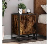 FUDUGEHMIOFWFJJ Comodino Rovere Fumo Nightstand with Storage Shelf, 40x31x50 cm Multilayer Wood and Metal Bedside Table for Bedroom, Modern End Table with Door
