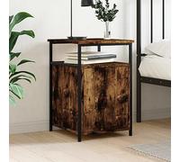 FUDUGEHMIOFWFJJ Comodino Rovere Fumo Nightstand with Storage Shelf, Engineered Wood Bedside Table with Adjustable Feet for Bedroom Living Room, 40x42x60 cm Multilayer Board