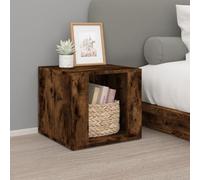 FUDUGEHMIOFWFJJ Comodino Rovere Fumo Nightstand with Storage Shelf, Multilayer Wood Bedside Table 41x40x36 cm for Bedroom Living Room, Modern End Table with Stable Surface for Decor