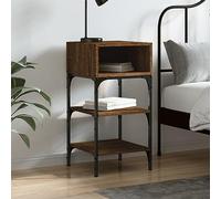 FUDUGEHMIOFWFJJ Comodino Rovere Marrone 35x34,5x70 cm Nightstand with Adjustable Feet, Multilayer Wood Bedside Table with Storage Shelf for Bedroom Living Room Home Decor