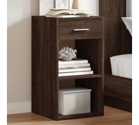 FUDUGEHMIOFWFJJ Comodino Rovere Marrone 35x34x65 cm in Legno Multistrato - Elegant Nightstand with Drawer and Open Shelves, Multifunctional Bedside Table for Bedroom and Living Room Storage Solution
