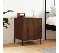 FUDUGEHMIOFWFJJ Comodino Rovere Marrone 40x40x50 cm Legno Multistrato Nightstand with Storage Shelf, Modern Bedroom Side Table with Metal Legs for Living Room