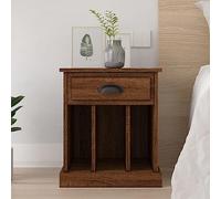 FUDUGEHMIOFWFJJ Comodino Rovere Marrone 43x36x50 cm Nightstand with Drawer, Engineered Wood Bedside Table with Storage Shelves for Bedroom, Living Room, Modern Brown Oak Finish Side Table