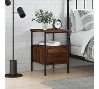 FUDUGEHMIOFWFJJ Comodino Rovere Marrone Bedside Table with Storage Shelf, Engineered Wood Nightstand with Adjustable Feet for Bedroom Living Room, 34x35.5x50 cm Multilayer Plywood