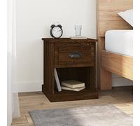 FUDUGEHMIOFWFJJ Comodino Rovere Marrone Legno Multistrato 39x39x47,5 cm Nightstand with Drawer and Open Shelf Modern Bedside Table Living Room End Table