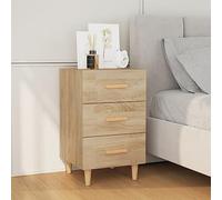 FUDUGEHMIOFWFJJ Comodino Rovere Sonoma 40x40x66 cm in Legno Multistrato with 3 Drawers, Bedside Table for Bedroom, Modern Nightstand with Storage, Wooden End Table for Living Room