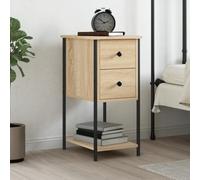 FUDUGEHMIOFWFJJ Comodino Rovere Sonoma Nightstand 32x42x70 cm Engineered Wood Bedroom Furniture with Storage Shelf, Adjustable Feet and Wall Mount for Living Room