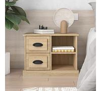 FUDUGEHMIOFWFJJ Comodino Rovere Sonoma Nightstand with 2 Drawers and 2 Compartments, Engineered Wood Bedside Table 60x35,5x45 cm for Bedroom Living Room Modern Furniture Storage Organizer