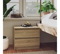 FUDUGEHMIOFWFJJ Comodino Rovere Sonoma Nightstand with 2 Drawers, Multilayer Wood Bedside Table 50x39x43.5 cm, Modern Bedroom Furniture, Easy Assembly and Cleaning