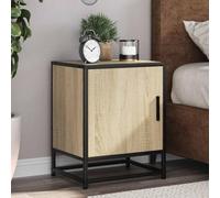 FUDUGEHMIOFWFJJ Comodino Rovere Sonoma Nightstand with Storage Shelf, 40x31x50 cm Bedside Table with Door, Multifunctional End Table for Bedroom Living Room, Durable Plywood and Metal Construction