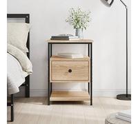 FUDUGEHMIOFWFJJ Comodino Rovere Sonoma Nightstand with Storage Shelf, Engineered Wood Bedside Table with Adjustable Feet for Bedroom Living Room, 40x42x56 cm Multilayer Plywood