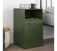 FUDUGEHMIOFWFJJ Comodino Verde Oliva Bedside Table with Shelf and Door, Cold Rolled Steel Nightstand for Bedroom Living Room, 34.5x39x62 cm Olive Green Storage Cabinet with Handle