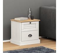 FUDUGEHMIOFWFJJ Comodino VIGO Bianco Nightstand with 2 Drawers, Solid Pine Wood Bedside Table 42x35x42 cm, Modern White Bedroom Furniture for Living Room Storage