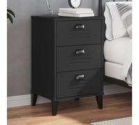 FUDUGEHMIOFWFJJ Comodino VIKEN Nero Nightstand with 3 Drawers, Industrial Design Bedside Table for Bedroom Living Room, Engineered Wood Multilayer Storage Cabinet