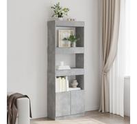 FUDUGEHMIOFWFJJ Credenza Grigio Cemento 63x33x180 cm in Truciolato - Modern Gray Cement Finish Wooden Sideboard with 4 Doors and 2 Shelves for Living Room & Dining Room Storage