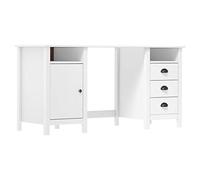 FUDUGEHMIOFWFJJ Credenza Hill Bianca 150x50x74 cm Solid Pine Wood Rustic Computer Desk with 3 Drawers, 2 Compartments & 1 Door for Home Office, Living Room, Bedroom Furniture