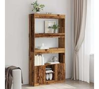 FUDUGEHMIOFWFJJ Credenza Legno Antico 92x33x180 cm, Solid Wood Storage Cabinet with 4 Doors and 2 Drawers, Rustic Vintage Sideboard for Dining Room and Living Room, Multilayer Plywood Furniture