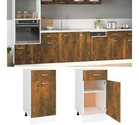 FUDUGEHMIOFWFJJ cucina da esterno,pensili da cucina,pensile sospeso,Mobile con Cassetto Rovere Fumo 40x46x81,5 cm Legno MultistratoPer l'uso in cucina