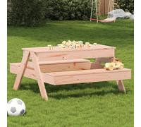 FUDUGEHMIOFWFJJ Douglas Solid Wood Kids Picnic Table with Sandbox - Durable Outdoor Play Table for Children Ages 2-8, Garden, Park & School, Comfortable Slatted Seats, Multi-Functional Design