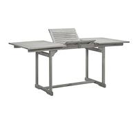 FUDUGEHMIOFWFJJ Extendable Acacia Wood Dining Table for Outdoor Garden Patio 120-170x80x75 cm Rustic Grey Weatherproof Furniture with Umbrella Hole