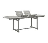 FUDUGEHMIOFWFJJ Extendable Acacia Wood Dining Table for Outdoor Garden Patio 160-240x100x75cm Rustic Grey Weatherproof with Umbrella Hole